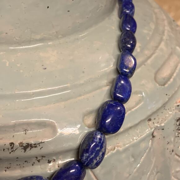 Jay King Necklace Sterling Silver & Lapis Lazuli Graduating Oblong Beaded - Picture 6 of 9